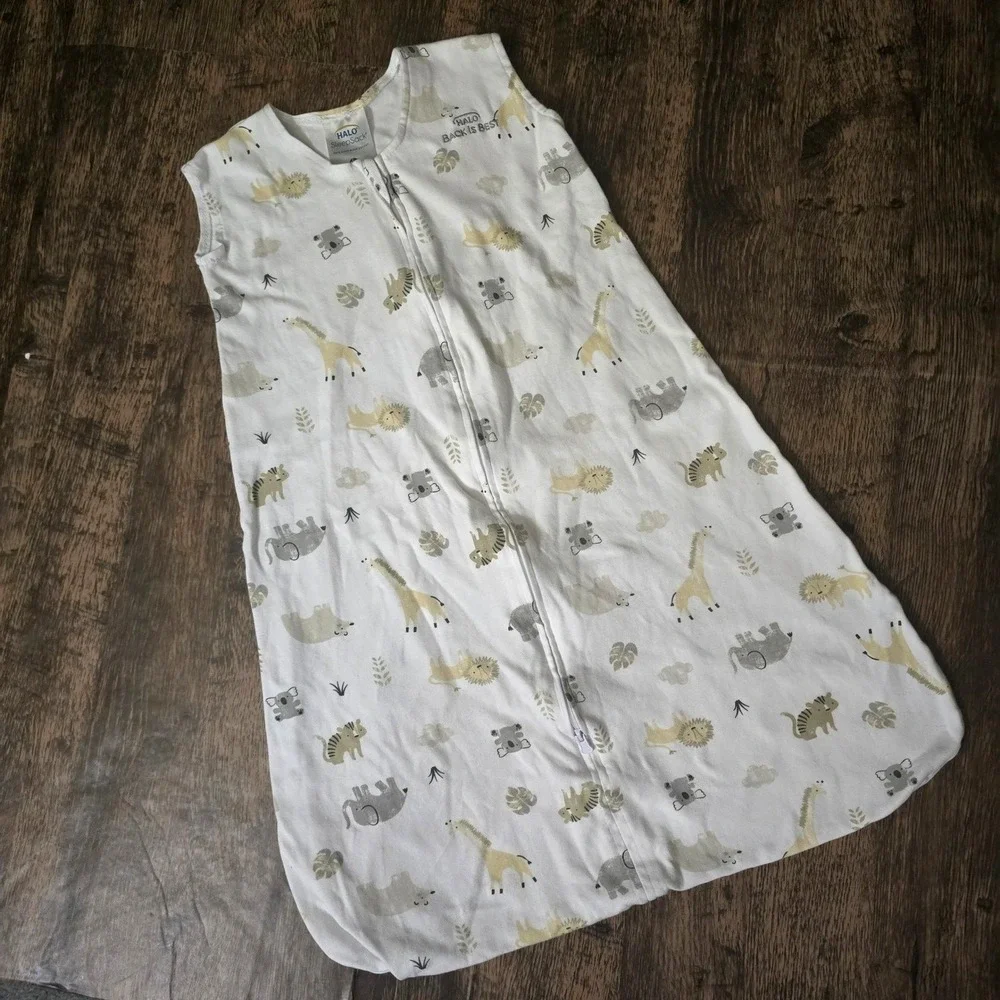 HALO SleepSack Baby Medium White Excellent Safari Animal Print‎ Wearable Blanket